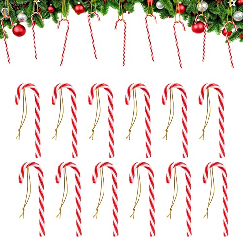 Bâtons de Sucre de Noël, 12 bâtons de Sucre, décorations de Sapin de Noël, Décorations d'arbre de Noël Candy Canes, pendentifs Cannes à Sucre à Suspendre Décoration de Noël