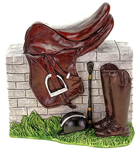 Kremers Schatzkiste XXL Spardose Pferdesattel 15 cm Handbemalt Sparschwein Pferd Reiten - Geldgeschenk Reitsport - Deko Figur Polyresin bunt - Drehverschluss