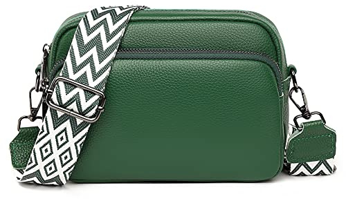 TIAASTAP Damen Umhängetasche Klein Leder Handtasche Crossbody Bag Crossbag Schultertasche Damen Tasche Moderne Taschen mit breitem Schultergurt und 3 Fächern