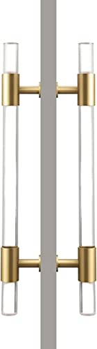Generisch Scheunentürgriff, klarer Acryl-Haustürgriff für Holz-/Glastüren, moderner Kristallstangen-Schiebetürgriff, Innen- und Außenschwingtürgriff mit Beschlägen (Farbe: Doppelgriff).