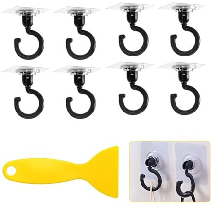 Bogoro 8 Pcs AdhéSif Moustiquaire Crochets,Plafond Crochets Muraux Pivotant,Sans PerçAge Crochet Autocollant Plafond,Crochets Auto AdhéSifs Rotatif,Pour Suspendre Articles MéNagers Quotidiens