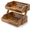 CALM COZY Acacia Wood Fruit Basket, 2 Tier Fruit Stand Bowl Holder Bread Vegetable Storage Rack for Kitchen Countertop