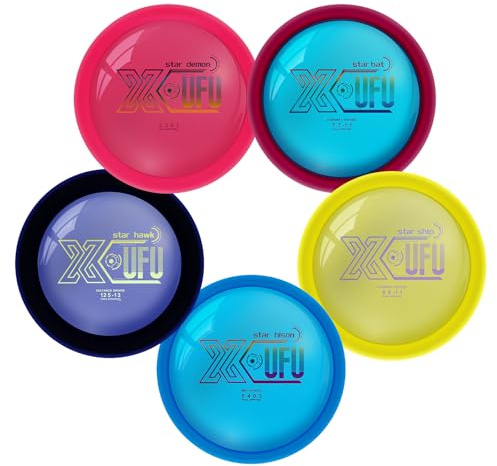 X-UFO Disc Golf Starter Set, Colors are Slightly Off 163-175g – Disc Golf Putter, Driver, Mid-Range, Frisbee Golf Disc Set, PDGA Approved