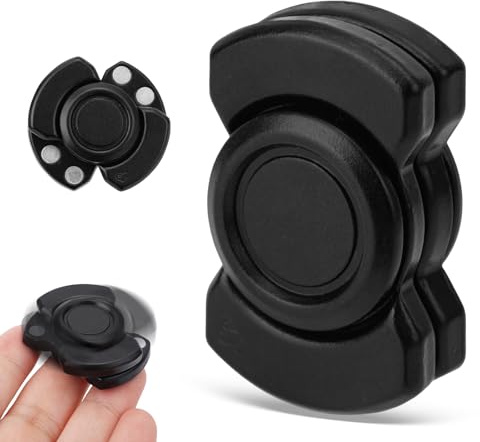 Fidget Spinner Spielzeug für Erwachsene, 3 in 1 Legierung Magnetischer Klicker Rotierendes Fingerspielzeug zur Stressbewältigung und Konzentrationshilfe für Erwachsene Ruhiges Schreibtisch (Schwarz)