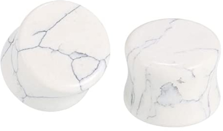 Hoisy Tunnel per Orecchie 2 PCS, 10mm(00G) Set di Dilatatori, Pietra Bianca, Pietra, Bianco
