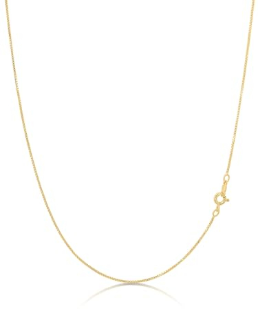 KEZEF 18k Gold über Sterling Silber 1mm Box-Kette Halskette, 18k vergoldet Halskette für Frauen und Männer, 22 Zoll