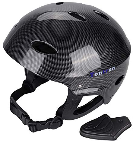 Tontron Casque de sports nautiques pour adulte, kayak, canoë, sports nautiques (noir brillant, taille L)