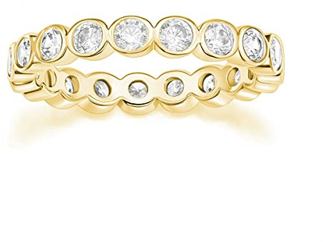 Zakk Eternity Ring Damen Ewigkeitsringe Vorsteckring 4mm Schmal Zirkonia Verlobungsringe Eheringe Trauringe Memoire Ringe (Gelbgold,58 (18.5))