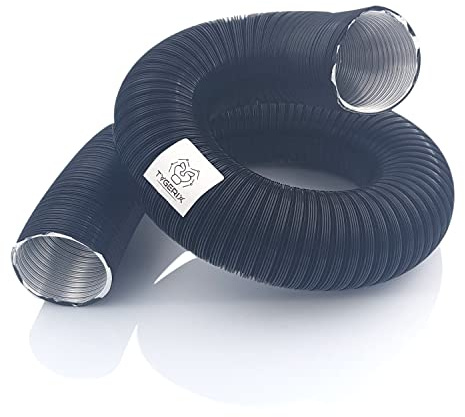 TYGERIX Tubo Flessibile in Alluminio Diametro 60 mm Nero | Allungabile fino a 2,5 metri | Alta Resistenza al Calore fino a 250°C | Più spessore e Più resistenza | Colore Brillante | Modello TOP