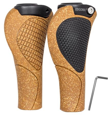 GORIX Bike Ergo Grips Cork Bar End Lock On Handlebar Mountain Bicycle MTB (G.Oak)