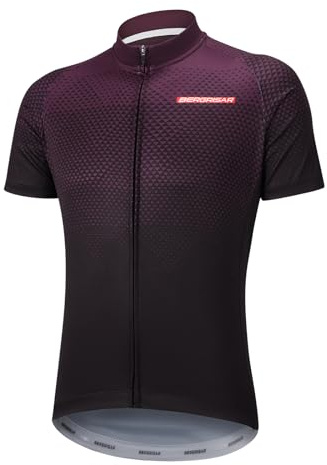 BERGRISAR Maglia da Ciclismo a Maniche Corte da Uomo, Traspirante Leggero Estiva Abbigliamento per MTB Bici 8006 Viola XL