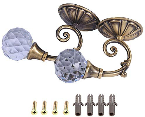 QANYEGN Metal Crystal Glass Curtain Hooks, Curtain Hook Hanger, Wall Decoration Curtain Tensioner Holdbacks for Home, Hotel (Antique Bronze)