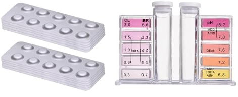 Kits de Prueba de Agua - 100 Tiras reactivas de Agua para Piscinas - Juego de Pruebas para Piscinas, Tiras reactivas para y Tiras reactivas para Agua de Piscinas para pH, Cloro, bromo, dureza