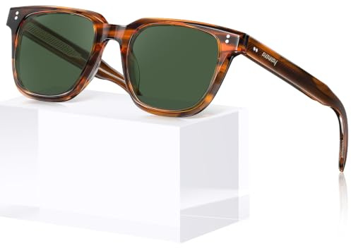 AVAWAY Vintage Herren Sonnenbrille UV400 Polarisierte Quadratische Kajak Fahren Angeln Brille mit Haltbaren Metallkerne Sonnenbrille AV275