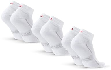 DANISH ENDURANCE Kurze Sportsocken aus Bio-Baumwolle, Alltag und Fitnessstudio, Unisex, Herren & Damen, (3│6 Pack) Weiß 43-47