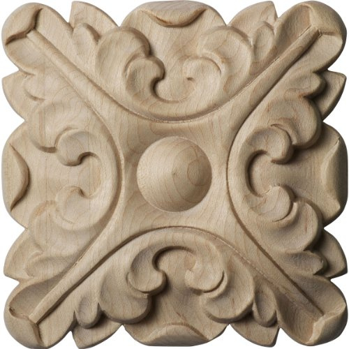 Ekena Millwork ROS04X04ACCH Acanthus Square Rosette, 4 1/4 W x 4 1/4 H x 5/8 P, Cherry
