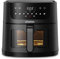 Schallen Modern Black Gloss Healthy Eating Low Fat Large 3.5L 1300-1500W Digital Display Air Fryer with 9 Cooking Settings and 30 Minute Timer (Glass Window 8L Air Fryer)