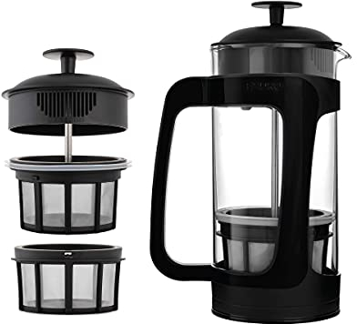 ESPRO P3 French Press – Kaffee- und Teebereiter mit doppelter Mikrofilterung, brühfrei von Kaffeesatz und Bitterstoffen, ideal für losen Tee und Kaffeepulver – (Schwarz, 946 ml)