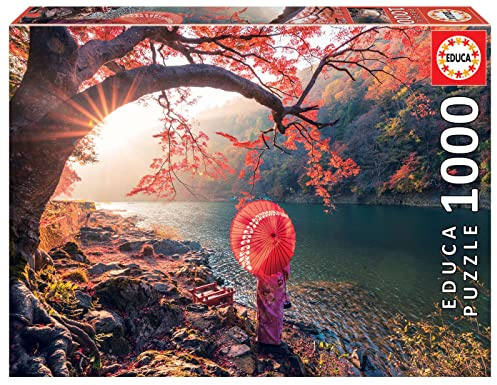 Educa - Puzzle de 1000 Piezas para Adultos | Amanecer en el Río Katsura, Japón. Incluye Pegamento Fix Puzzle. A Partir de 14 años (18455)