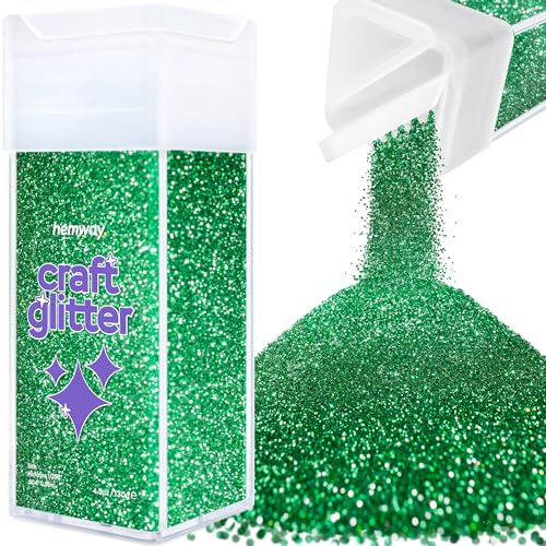 Hemway Craft Glitter Shaker Emerald Green 130g Microfine | for Resin & Epoxy Crafts, Christmas Art Supplies, Nail, Body, Face, Eye, Festival, Crafting, Slime, Sparkle