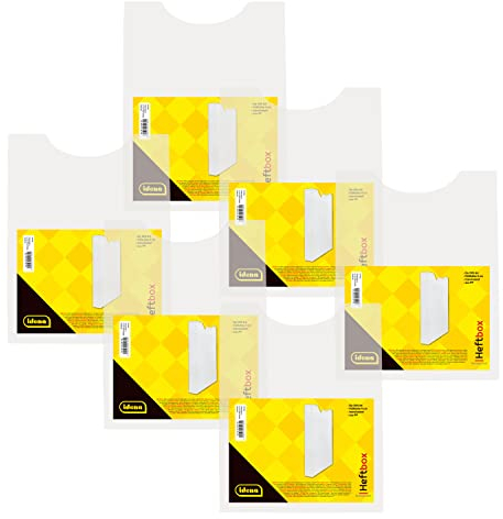 Idena 90168 - Heftbox für DIN A4, Hochformat, aus PP, Füllhöhe 4 cm, transparent, 6 Stück