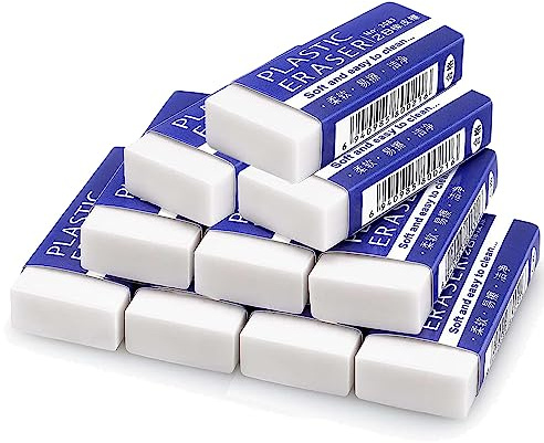 Jc.upin 10 Pcs Eraser-White Erasers Multipack Rubbers Erasers for Kids on School, Office, Kids, Adults,Classic Latex Free Plastic Rubber