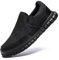 HIIGYL Mens Trainers Slip-On Shoes Casual Loafers for Men Breathable Running Sneakers Lightweight Gym Tennis Walking Shoes Black 8
