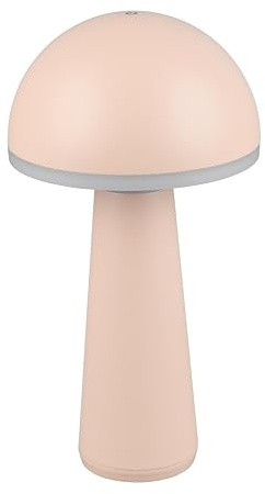 Reality Leuchten LED Außen Akku Tischleuchte Fungo R57716166, Metall sandfarbig, Kunststoff Weiß, inkl. 2 Watt LED, dimmbar, Lichtfarbe einstellbar, Ladestation