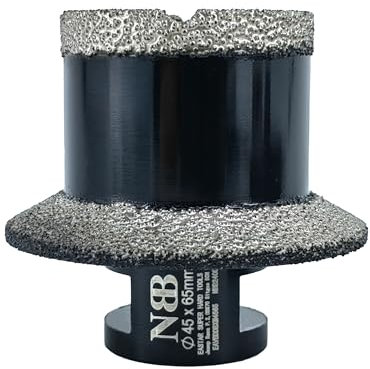 NBB Broca con Biselado de Diamante M14 Corona Sierra Perforadora para Taladrar y Perfilar Drenajes en Porcelana, Cerámica, Baldosas, Granito, Mármol, Azulejo 2-in-1 (1, 45/65mm)