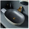 Badezimmer-Waschbecken, graues ovales Aufsatzwaschbecken, Keramik-Waschbecken, Einzelbecken für Schrank, Toilette, Waschtisch, Badezimmer-Waschbecken (Becken-Set)
