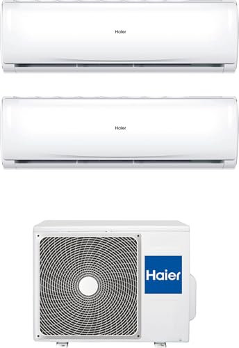 Haier HAS09TABIN + HAS09TABIN + H2U14TAAOUT Trendy, Climatizzatore dual split, 9000 + 9000 btu, Classe energetica A++/A+