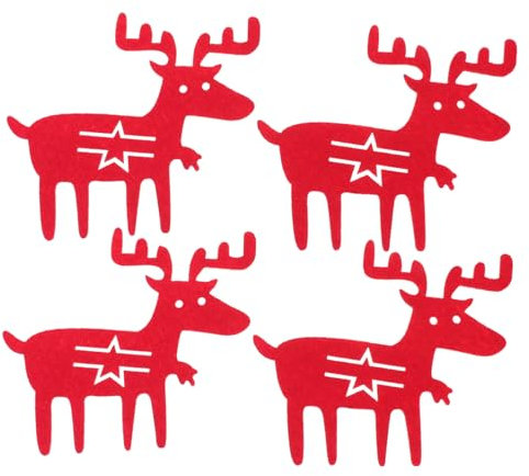 Mikinona 4stücke Besteckhalter Für Partys Aus Stoff Bestecktaschen in Elchform Stabiles Material Für Messer Gabeln Essstäbchen Weihnachtsdeko Und Lagerung
