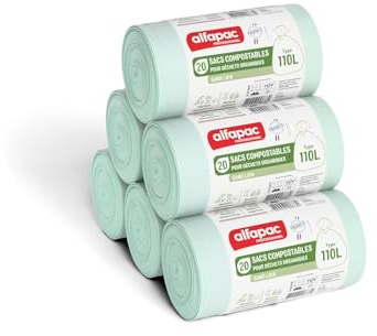 alfapac professionnel - Carton de 200 sacs-poubelle compostables - 110L