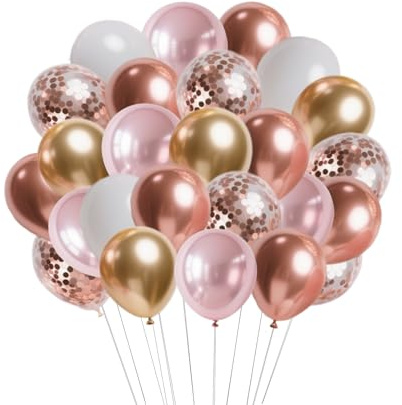 XINYINGYU Luftballons Rosa, 66 Stück 30cm (12 Zoll) Latexballons Geburtstag Rosegold Konfetti, Pink Metalic Ballons für Babyparty, Hochzeitsdekoration, Party Deko
