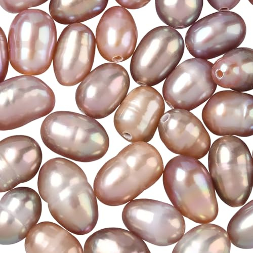 SUNNYCLUE 1 scatola Da Circa 55 pezzi + Perle di Perle Naturali Viola Perle di Perle Coltivate D'Acqua Dolce Pepite di Riso Ovali Da 5mm Barocche Irregolari con Distanziatori per Fori per La Creazione