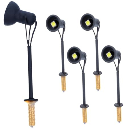 Didiseaon 5pcs Lampe LED Miniature pour Maquettes 1/87 en Métal et Abs Noir, Lampe Réaliste pour Décor de Table à Sable et Scène Miniature