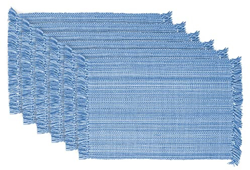 DII Variegated Tabletop Collection, Placemat Set3x19, Light Blue, 6 Piece