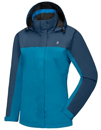 Little Donkey Andy Women's Lightweight Waterproof Rain Jacket Windbreaker Rain Coat Shell for Hiking,Travel Deep Blue/Seaport Blue L