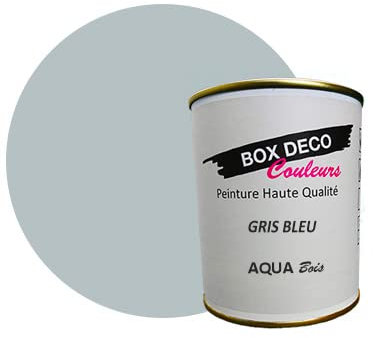 BOX DECO COULEURS Peinture meuble bois intérieur à base d'acrylique aspect mat Aqua Bois - 750 ml, Gris Bleu