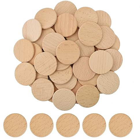 Discos de Madera para Manualidades, 100 Piezas Rodajas de Madera Natural, 3,8 cm de Diámetro y 3,5 mm de Grosor, Sin Agujero, Material de Bricolaje, Decoración para Fiestas