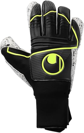 uhlsport Supergrip+ Flex Frame Carbon, Kinder und Erwachsene Torwarthandschuhe, Noir/Jaune Fluo, 8 -