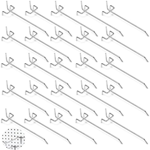 SKYPRO Set di 25 ganci per pannello forato, ganci per pannello forato, ganci per pannello, accessori per esposizione a pannello, ganci in metallo per pannello forato per supermercato, negozio