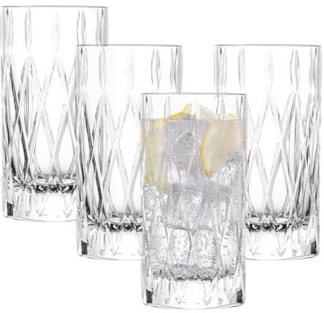 Schott Zwiesel vaso largo Age (juego de 4), vaso moderno para bebidas largas con borde estriado, vasos de cristal aptos para lavavajillas (art. nº. 124301)