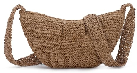 EVEOUT Straw Crossbody Bag Women Summer Boho Chic Raffia Hobo Shoulder Bag for Beach Holiday Travel