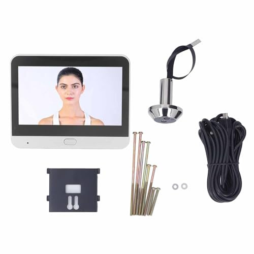 Nikou 1080P Cámara de Mirilla Inteligente, Inalámbrico Visual Interfono Timbre Pantalla Color 4.3 Pulgadas con Videollamada Bidireccional, Detección PIR Cuerpo, Batería de 5000 mAh, Nube/SD