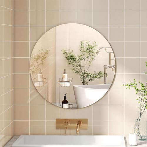 Levede Round Bathroom Mirror, 40cm Circle Mirror Brushed Frame Wall Mirror Metal Framed with Dovetail Hook 3.5mm Tempered HD Glass for Makeup Bedroom Living Room Entryway, Gold