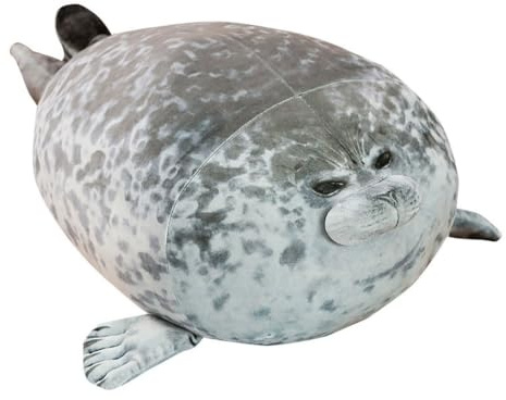 Dei tkeyts Seal Plush Toy, Chubby Seal Plush Pillow, Soft Hugging Pillows, Realistic Stuffed Animal, Cute Stuff for Bedroom, Living Room & Office Sofa Decor (11.8 inch)