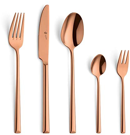 Paul Wirths VIVENDI 30-teiliges Besteck Set 6 Personen, hochwertige PVD Veredelung, elegantes 18/10 Edelstahl Besteckset Kupfer, Essbesteck rostfrei & spülmaschinenfest, Tafelbesteck 6 Personen