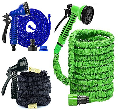 Garden Hose Pipes Expandable 75FT Expanding Magic Water Hosepipe for Garden with 7 Function Spray Gun Nozzle & 3/4, 1/2 Fittings Flexible Extra Strength Watering Hose Lightweight Easy Storage-Green