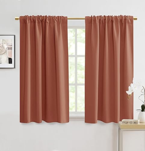 PANELSBURG Black Out Curtains 48 Inch Long, Thermal Insulated Short Blackout Drapes for Bedroom Small Window, 34'' W x 48'' Length, Orange